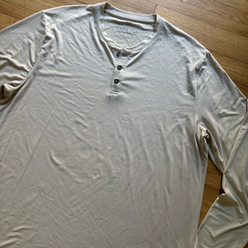 Free Fly Bamboo Flex Long Sleeve Henley Men’s 2XL Comfort Fall‎ Stretch UPF 50